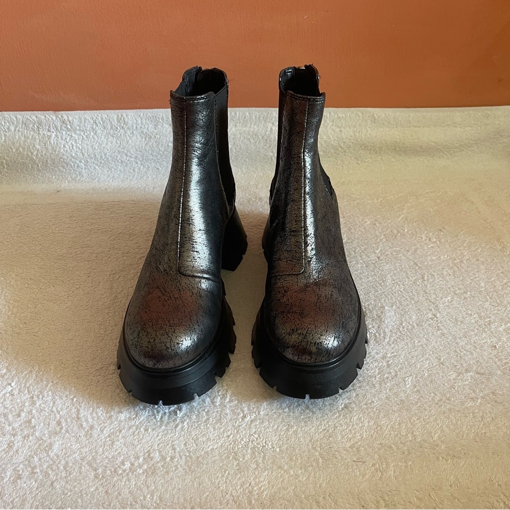 DKNY Metallic Leather Ankle Boots